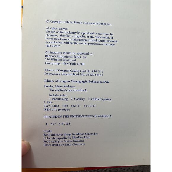 1986 The Children's Party Handbook by Alison Boteler - Picture 2 of 8